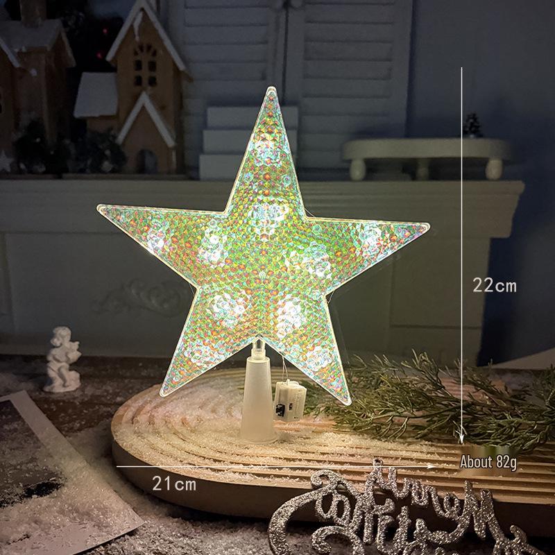 Christmas Transparent Luminous Star Tree Topper - Light-up Five-Pointed Decoration
