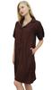 Bimba Women's Nightwear Beige Shirt Short Sleeve Dress With Pockets