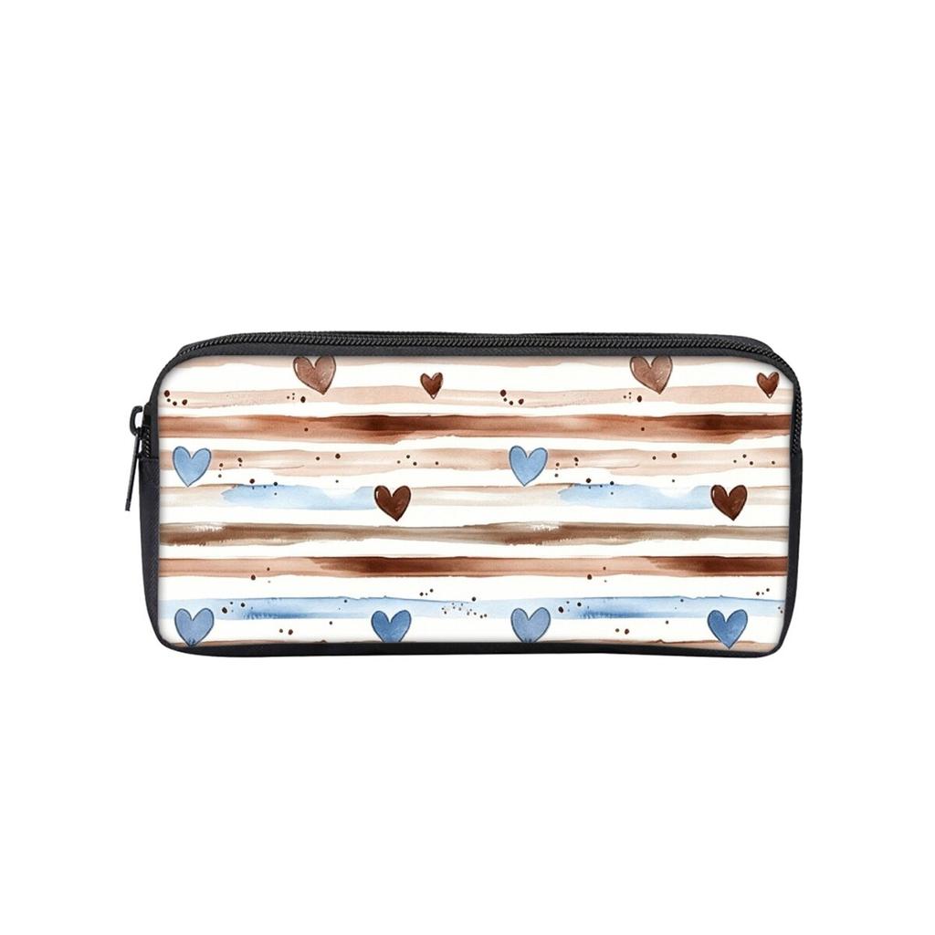 Doodle Heart Love Print Single Layered Pencil Case for Boy/Girls Best Gifts Cartoon School Supplies Pencil Pouch for Children