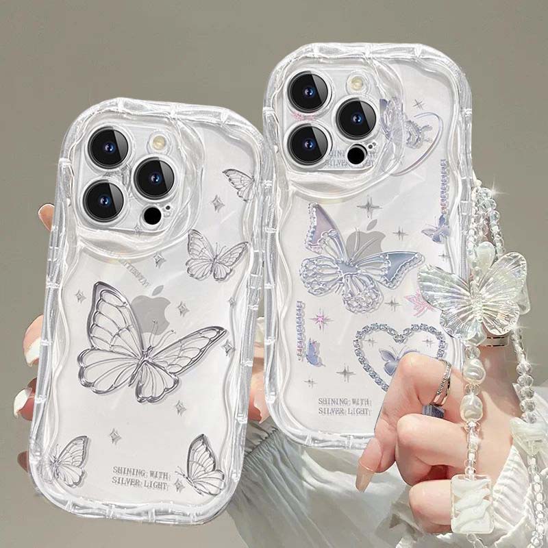 INS Cute Butterfly Chain Case For Motorola Moto Edge 50 Fusion Pro Ultra G84 G14 E13 E14 G35 G22 G30 G24 G05 G15 G54 G34 E22 G35