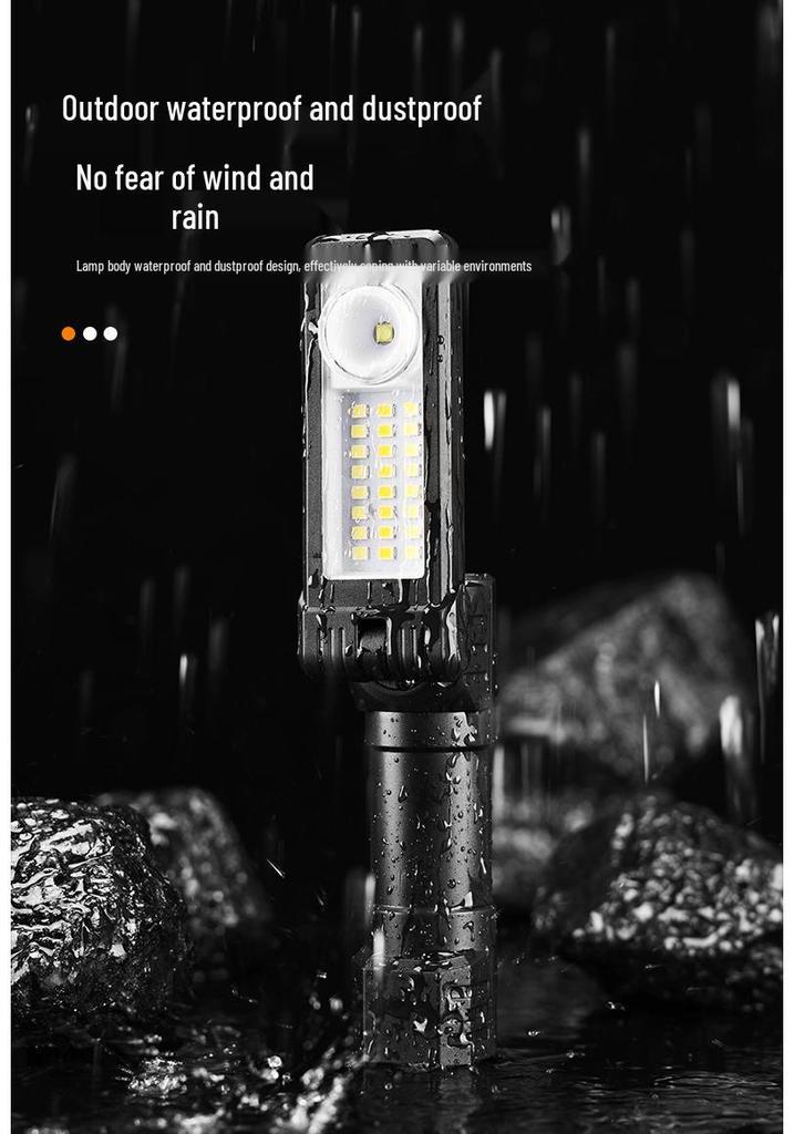Dual-Sided COB Folding Work Light with Strong Magnet, High Brightness, and Emergency Flashlight Function