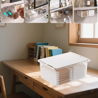 Transparent Under Table Storage Drawer Creative Pull Out Storage Rack Space Saving  Large Capacity Suitable for Storing Daily