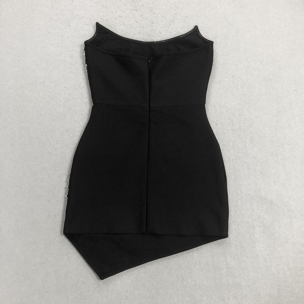 Women's Solid Color Rhinestone Sleeveless Bandage Mini Dress - New Fashion