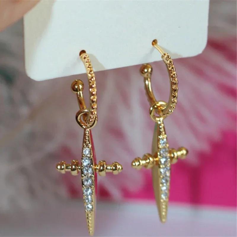 New Fashion Cross Dangle Earrings For Women Gold Color Hip Hop Cool Girls  Chic Gift Newly Designed Jewelry Drop Ship