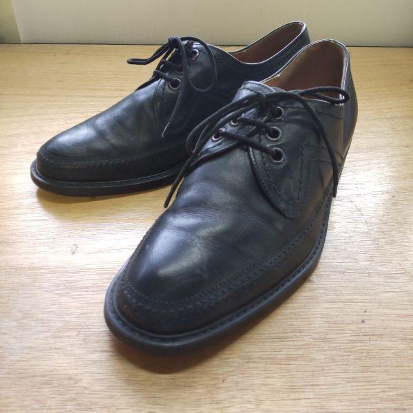 70s 80s Vintage GALLUS Made in West Germany Since 1880 Leather U Tip Shoes Black Size 7 25.5(USED)