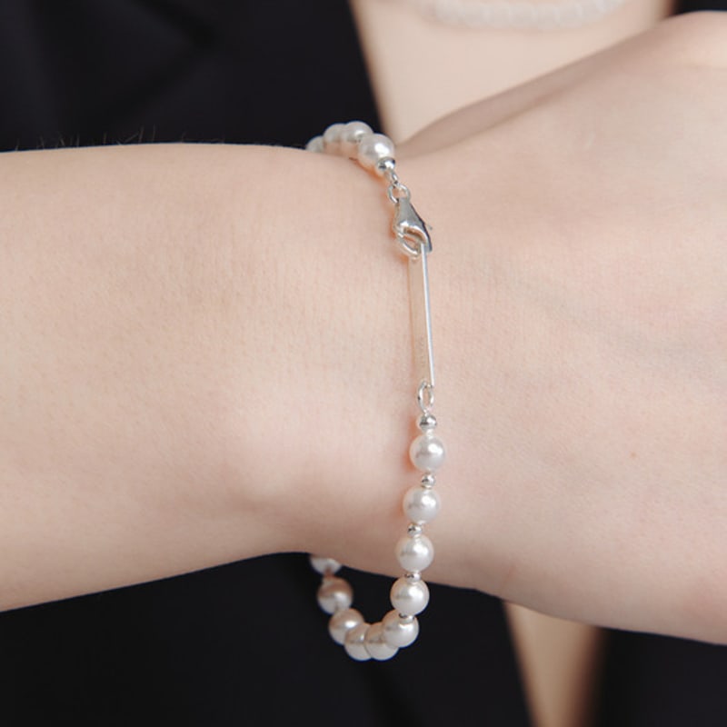 LUNNE Silver 925 Ball Pearl Bracelet #LSB12