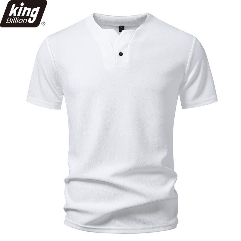 T-shirt Henley da Uomo a Colore Unito - Abbottonatura a Singolo Bottone Tessuto Testurizzato Casual Slim Fit Manica Corta Disponibile in 3 Versatili Opzioni di Colore