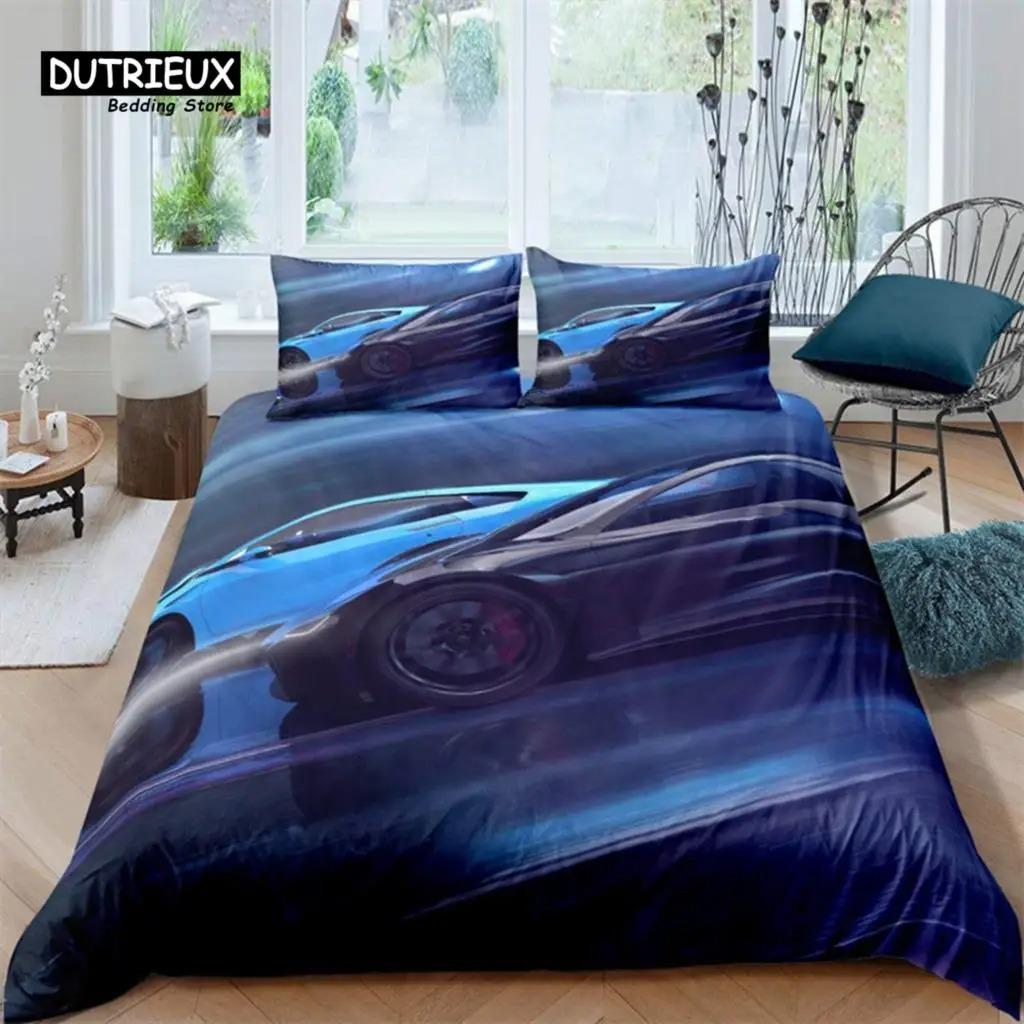 Retro Auto Bettbezug Full Vintage Autos Bettwäsche Set Stadt Gebäude Bettdecke Bezug Kissenbezüge Für Kinder Jungen Teenager Schlafzimmer Dekor