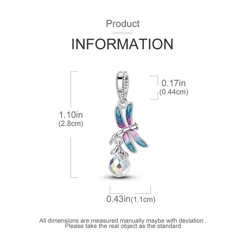 Berlocker Copperdreamy Färgstarka Trollslända Kristallpärlor Passar Berlocker Plataoriginal Armbandsberlocker Smyckestillverkning för Kvinnor