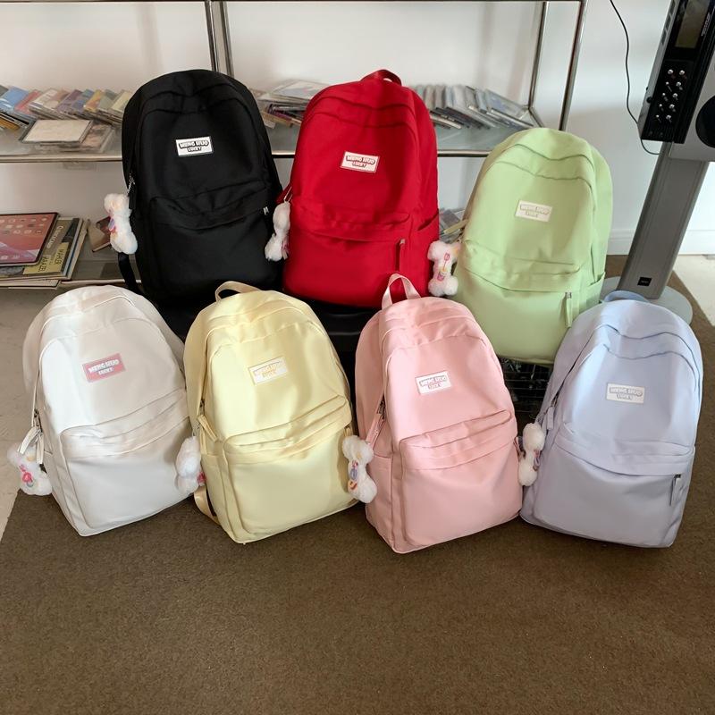 Little Fresh Literary Soft Girl Labeling Student Schoolbag Korean Version of College Style Large-capacity Backpack