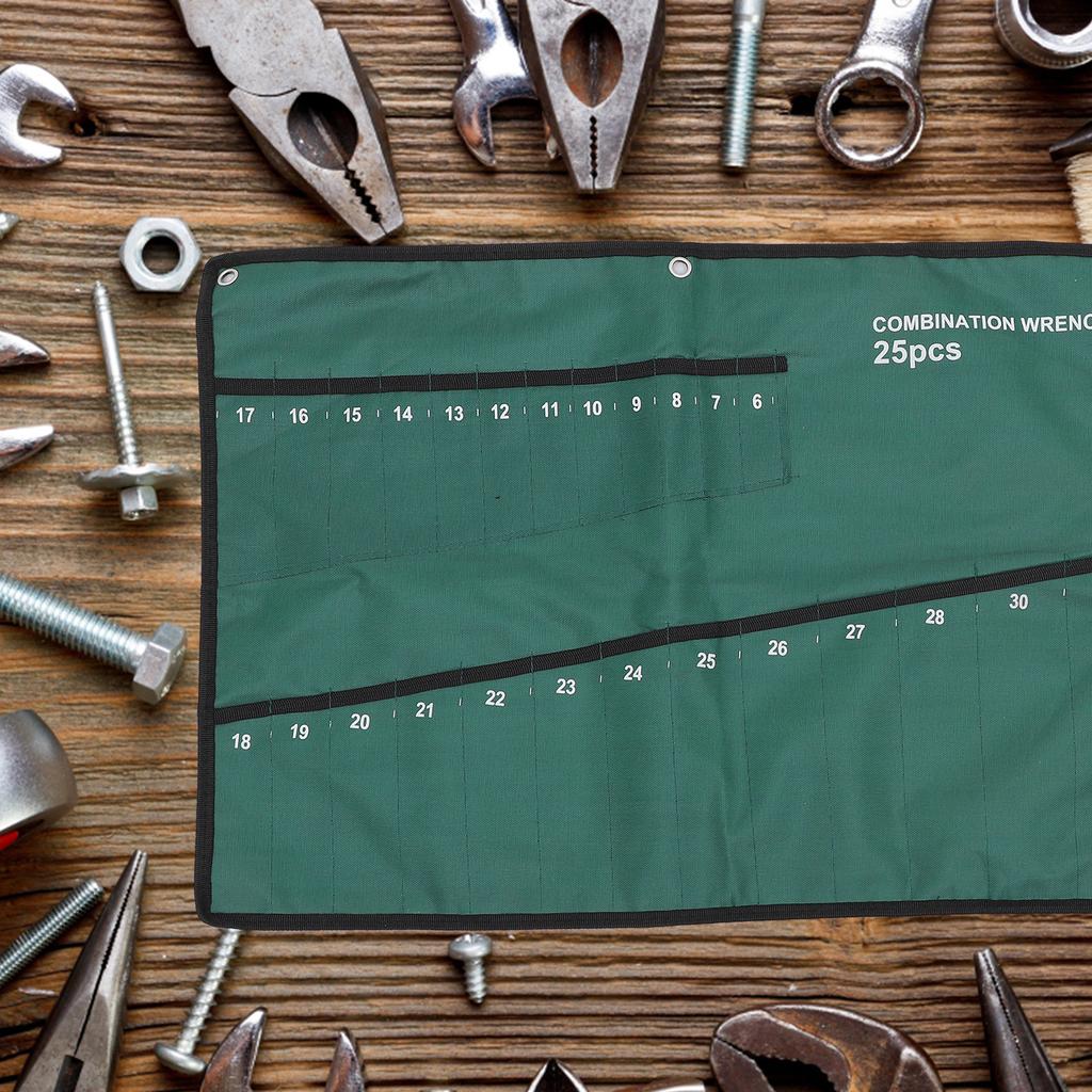 25-Fächer Werkzeugrolltasche Schwerlast Tragbarer Werkzeugaufbewahrungshalter mit Hängebeutel für Heimwerker Handwerker Koch Klempner Multifunktional