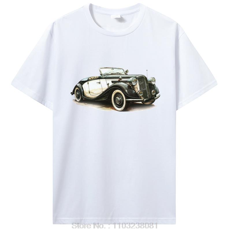Classic Car Tops T Shirt Classic Car Pattern TShirt For Unisex Creative Graphic Clothing Oneck Custom Printed Cotton Tshirt