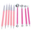 9PCS Acrylic Clay Pottery Tool Set Dual-ended Structure Stainless Steel Dotting Tips Double-ended Carving Pens Soft Silicone Tip