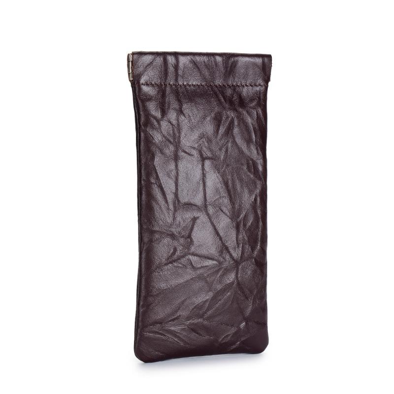 

Leather retro shrapnel glasses bag women s high-value hand-scratched cowhide ultra-thin portable sunglasses sunglasses storage bag