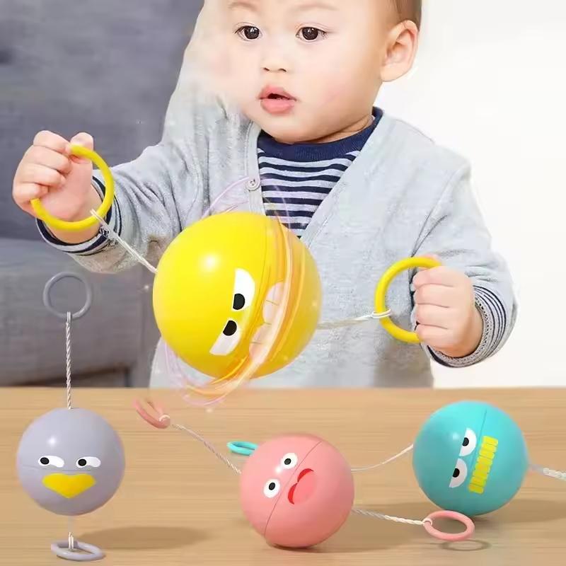 2Pcs Luminous Whistle Ball Children'S Rotating Flash Flywheel Puzzle Pulling Rope Childhood Creative Stress Relief Work Out Toy