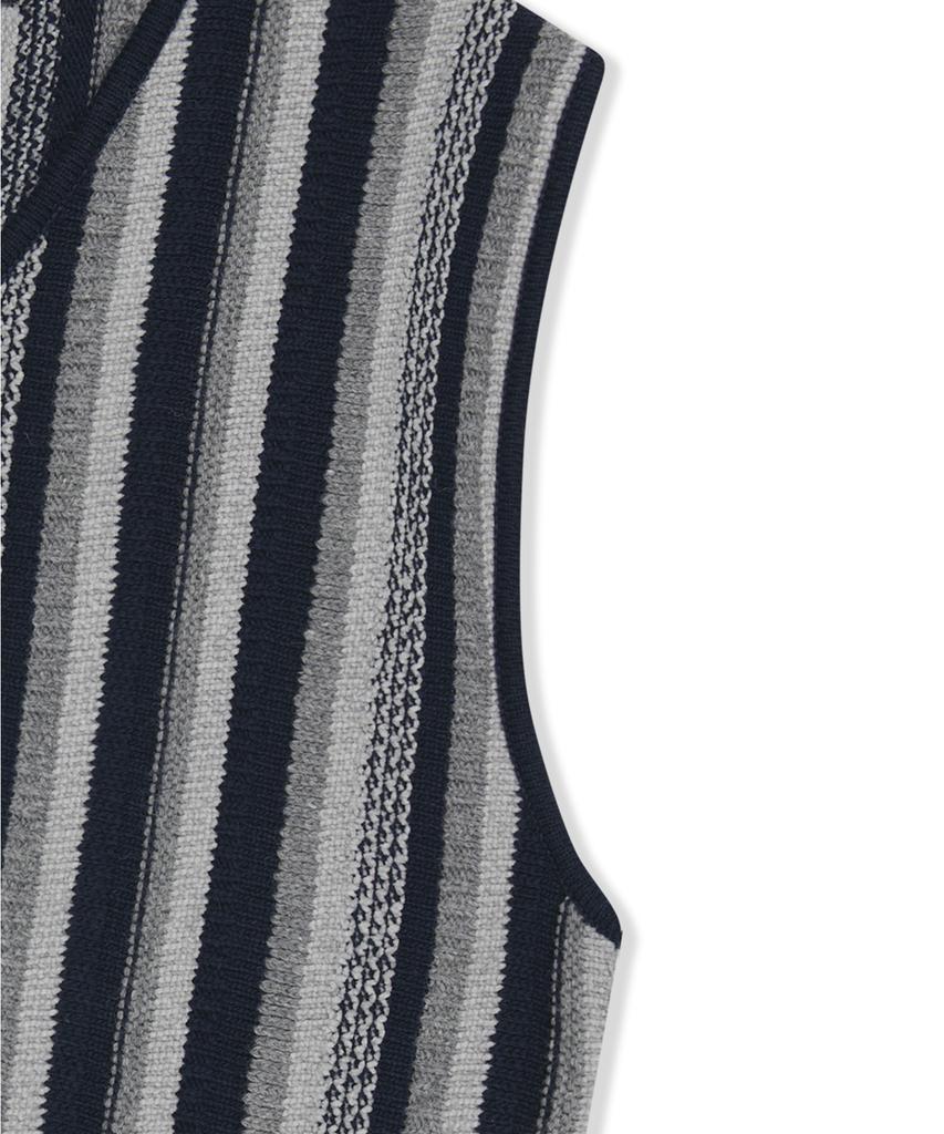 Yeseyesee Stripe Knit Zip-Up Vest Navy