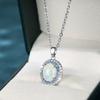 Böhmische eiförmige Opal Meeresblau Zirkon Anhänger Halskette für Damen, eine Nischen-High-End-Schlüsselbein Kette, ein leichter Luxus-Geschenk für sie Blingbling Schmuck
