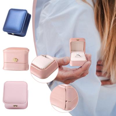Ringbox, Ringboxen für Paare, Verlobung, Schmuck-Geschenkbox, PU-Leder, Ring-/Ohrringe-Schmuck-Display für Hochzeit
