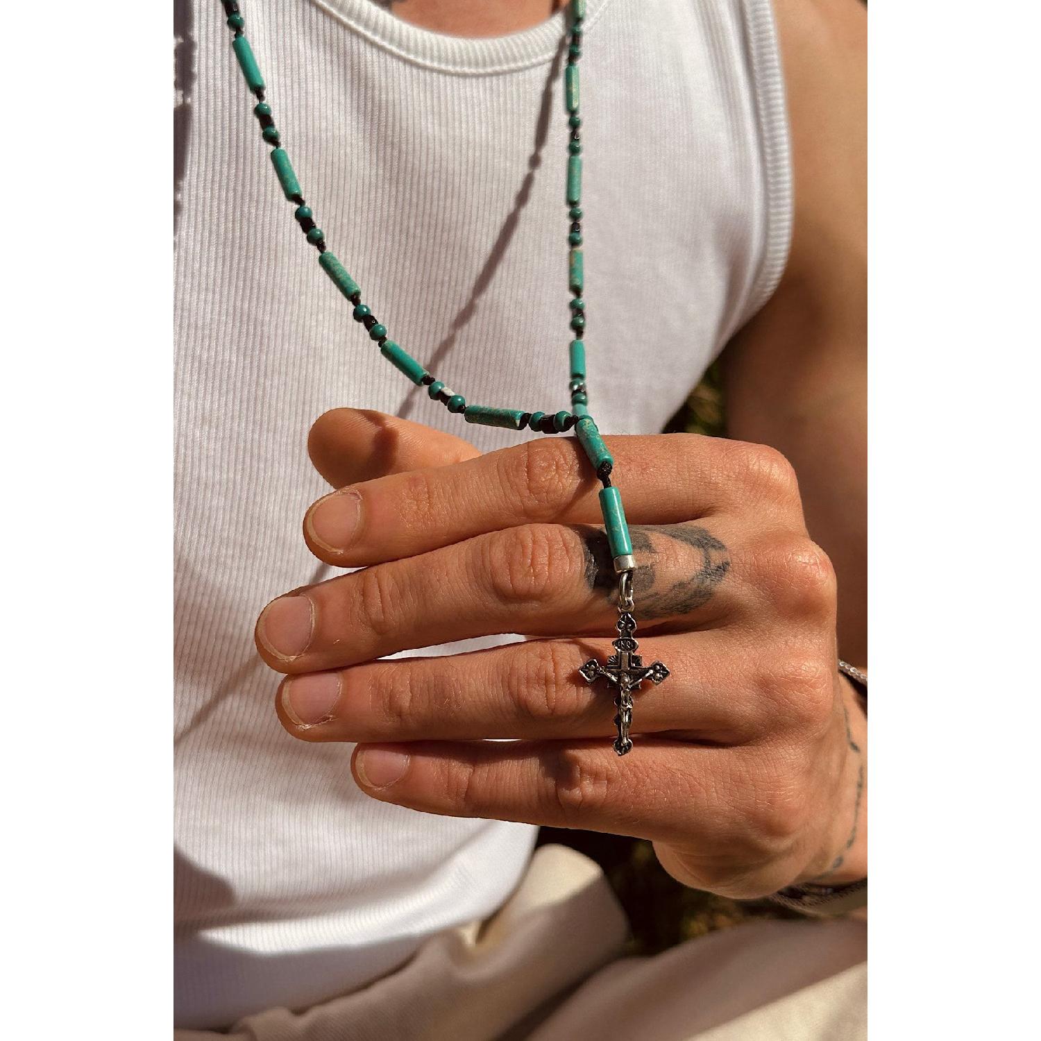 

Turquoise Natural Stone Crusader Necklace срібний