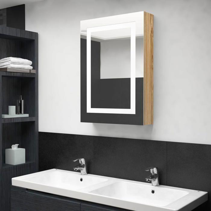 VidaXL LED Mirrored Bathroom Cabinet Oak 50x13x70 Cm 326492