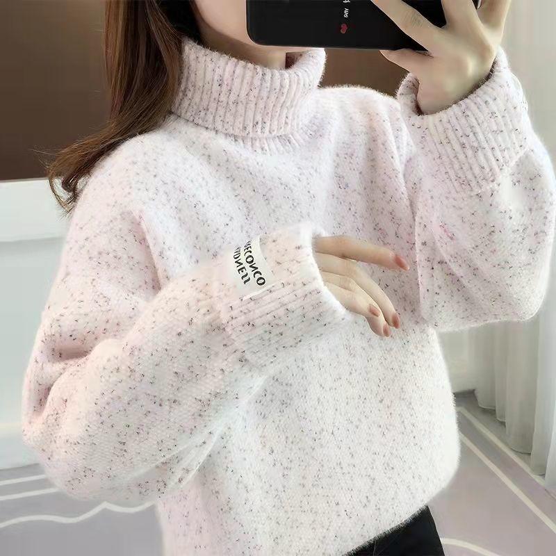 Winter Ladies Sweater Loose Outside Lazy Wind Women's Autumn and Winter Thickened Knitted Set Head