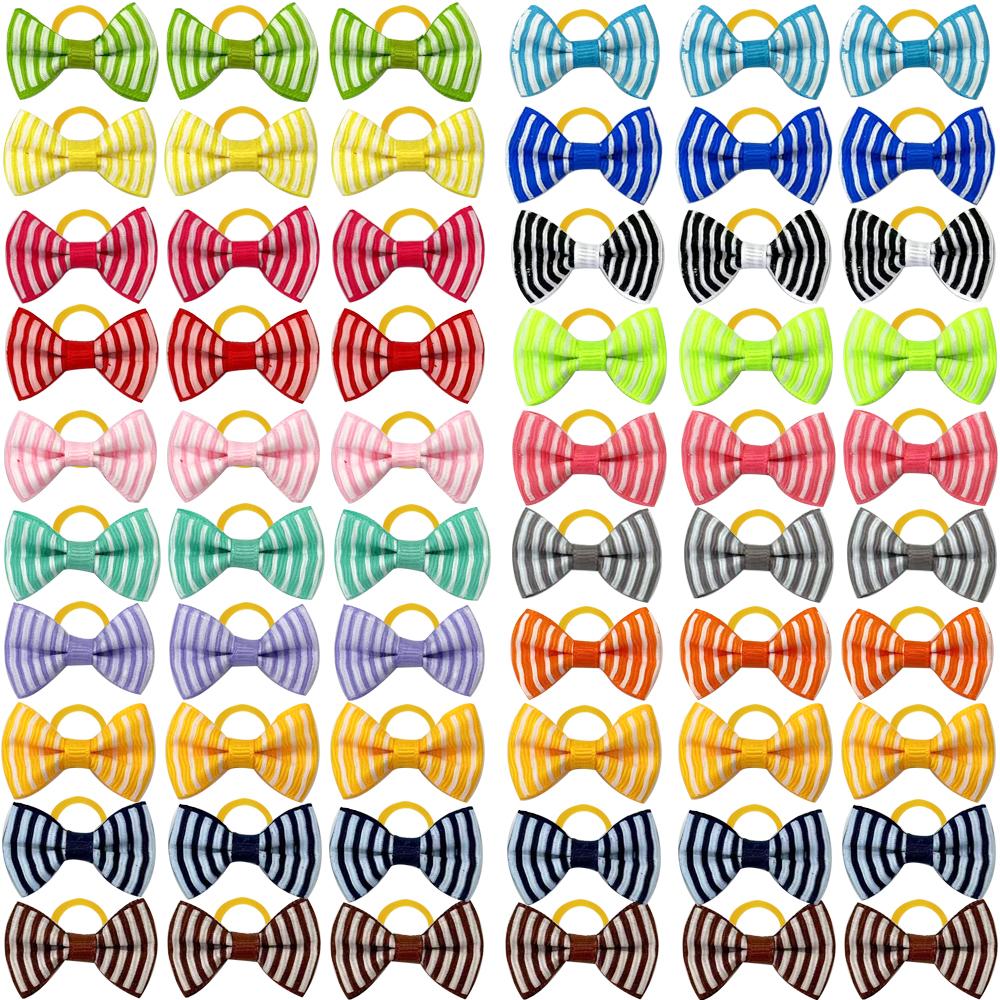 100pcs Pet Accessories Dog Hair bows Fashion Cute Dog Bows Rubber Bands Pet Hair Collar Decoration for Dog Accessories