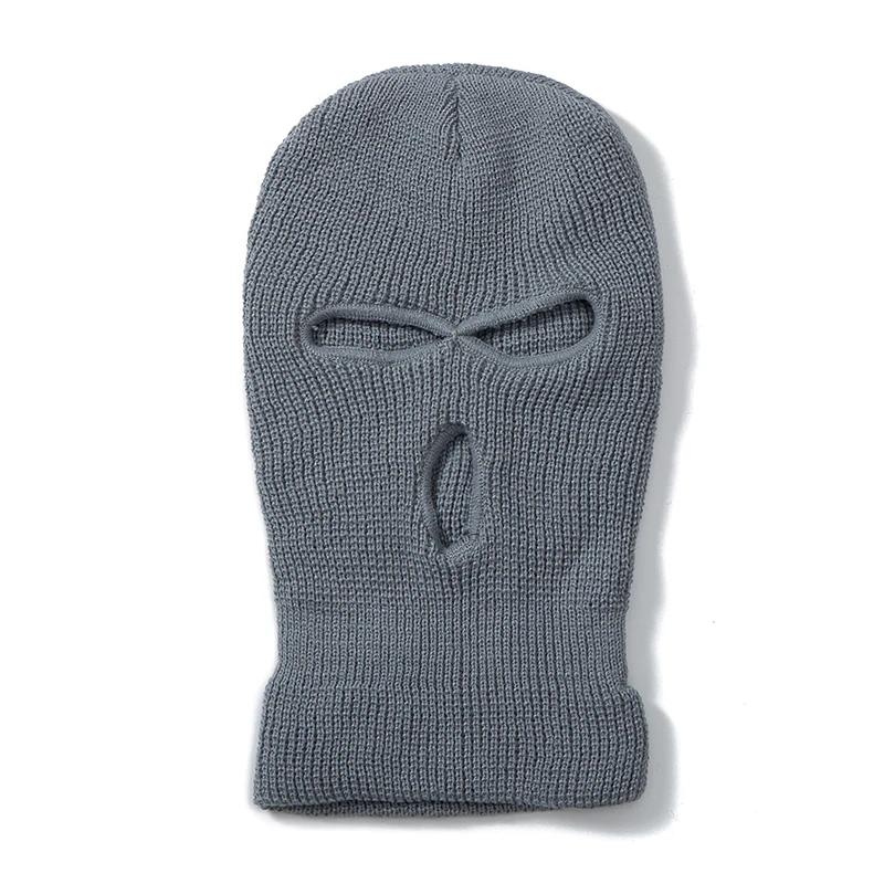 Hot Sale Unisex Balaclava Full Cover Style Ski Mask Hat 3 Holes Winter Hat Tactical Windproof Ribbed Knit Beanie Winter Warm Cap