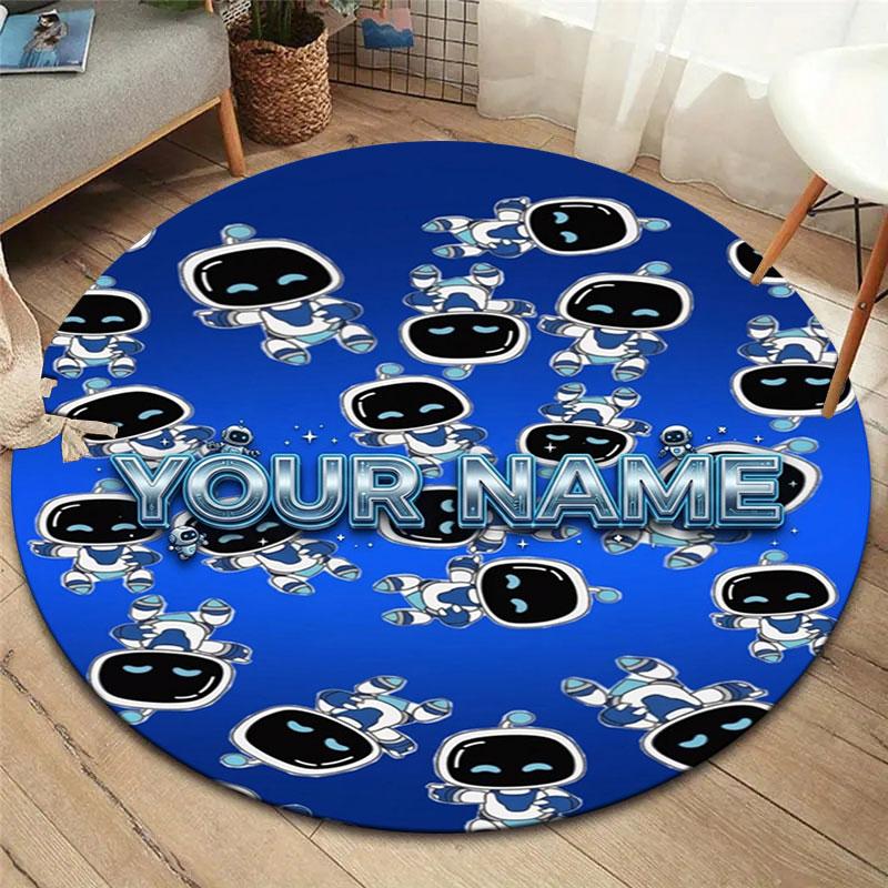 ASTRO BOT Custom Name Round Area Rug,Carpet Rug for Living Room Bedroom Sofa Playroom Decor,Non-slip Floor Mat
