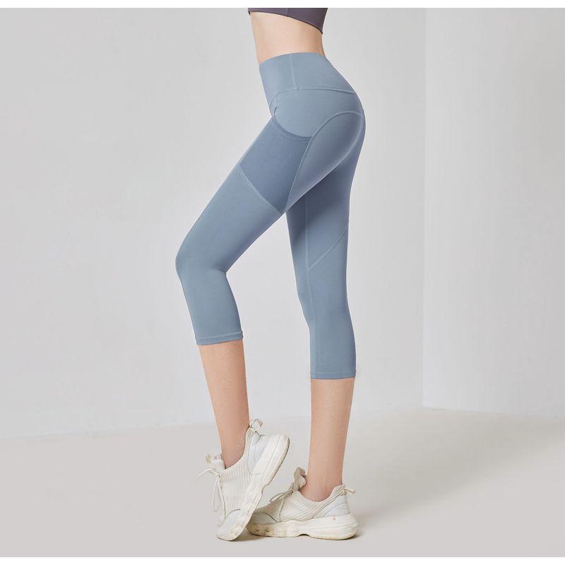 

Summer Women s Outdoor Outwear Side Pocket Women s Breathable Tights Girls Fitness Pants Yoga Shorts Cropped Pants Gray Lake Blue XXL