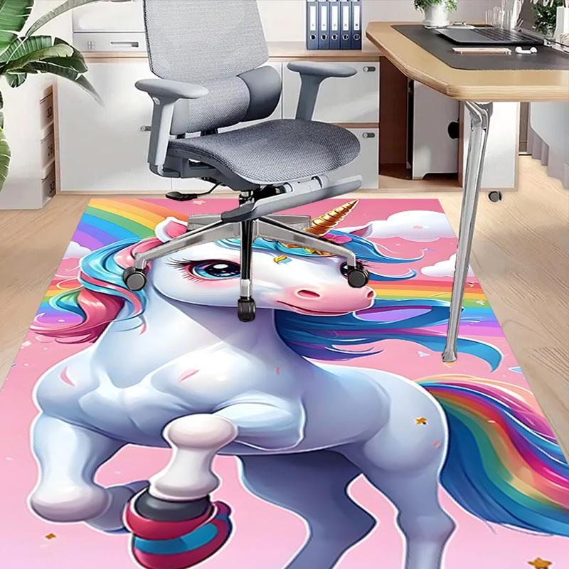 1pc Unicorn Rainbow Carpet Anti Slip Polyester Floor Mat for office.Bedroom