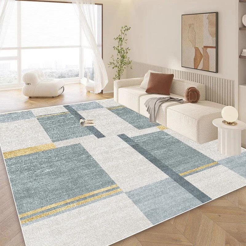Modern Geometric Carpet Living Room Luxury Home Decoration Sofa Non-slip Large Area Rugs Cream Wind Bedroom Bedside Floor Mats
