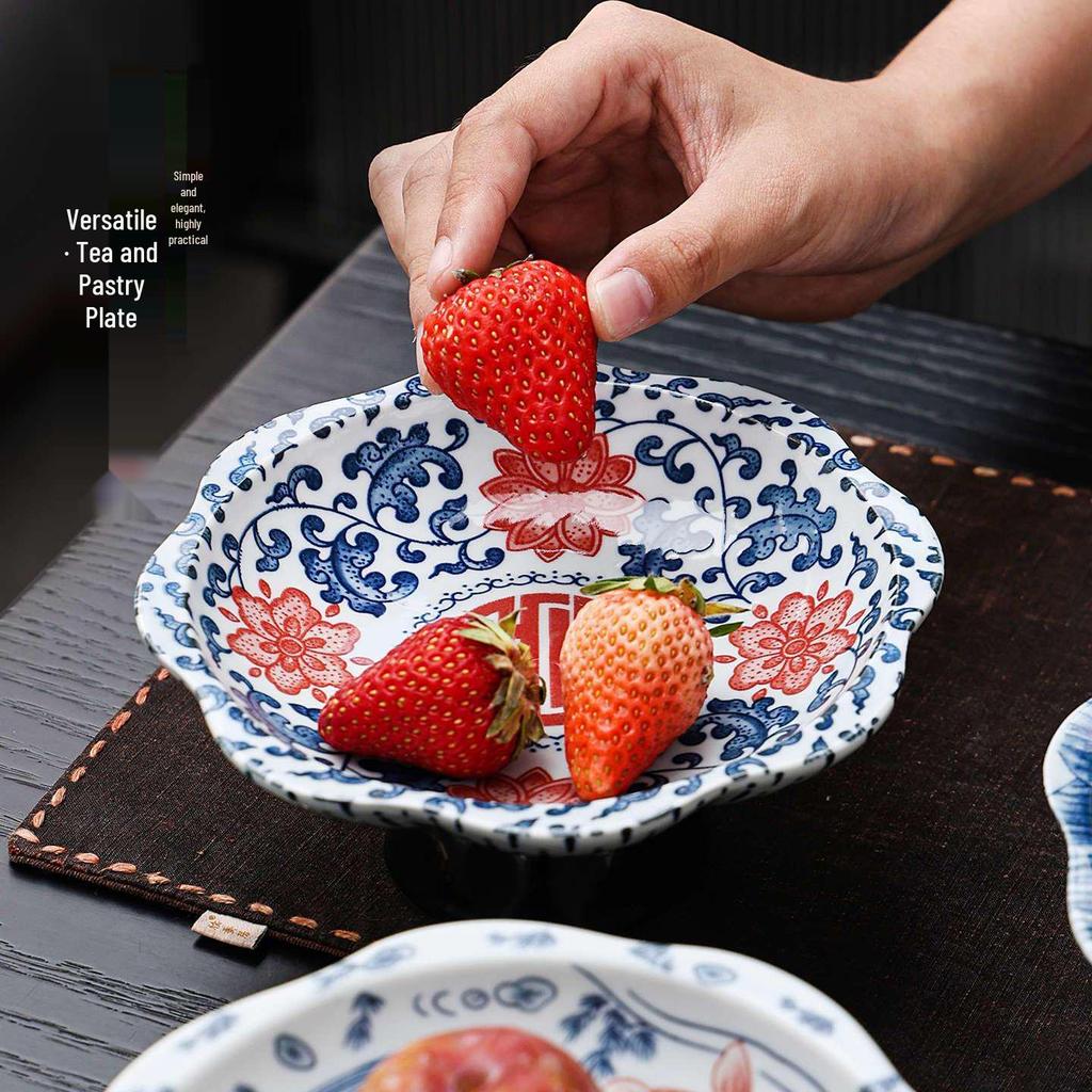 Elegante Retro Keramik Kuchen- und Obstschale auf hohem Fuß