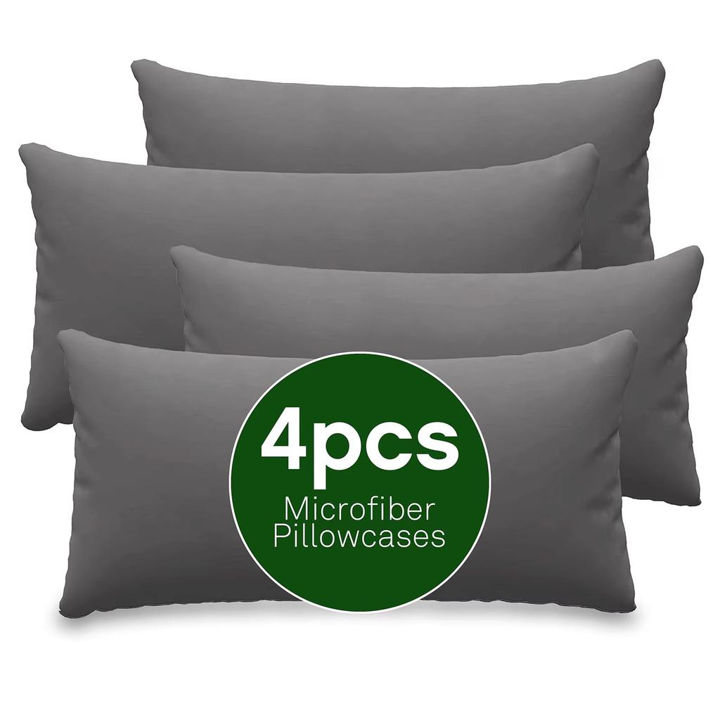 4 PCS Pillowcases Microfiber Pillowcases for Bedroom, Living Room Pillow Protector Cotton Pillowcases Bedroom Pocket