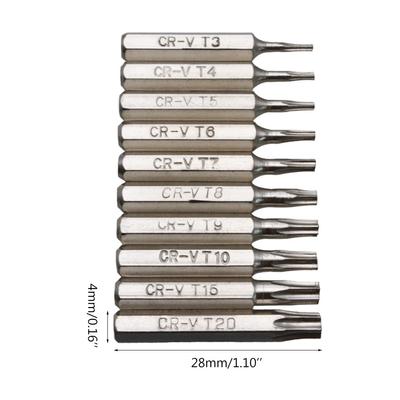 10PCS für CR-V Torx Schraubendreher-bits Set T3 T4 T5 T6 T7 T8 T9 T10 T15 T20 Mobile