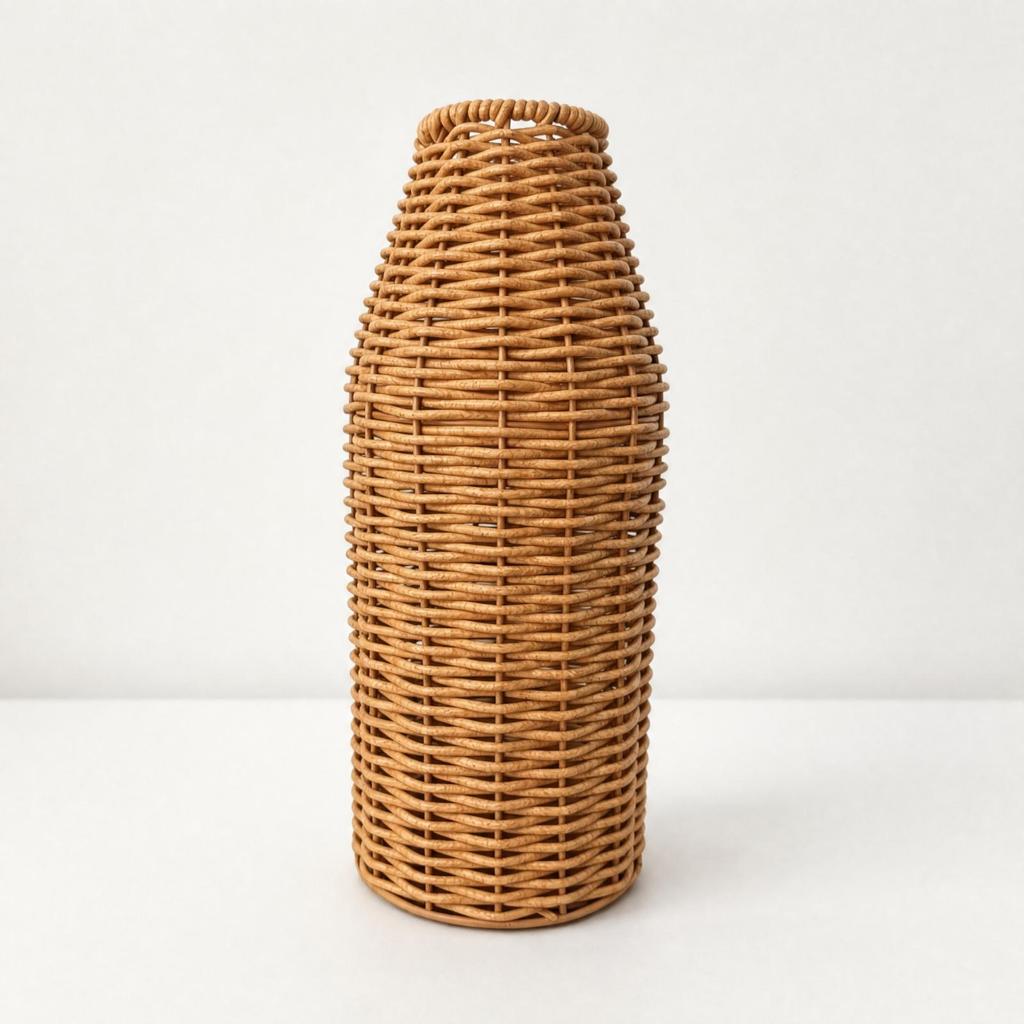Rattan-Look Plastic Vase Long-Lasting for Reading Nook