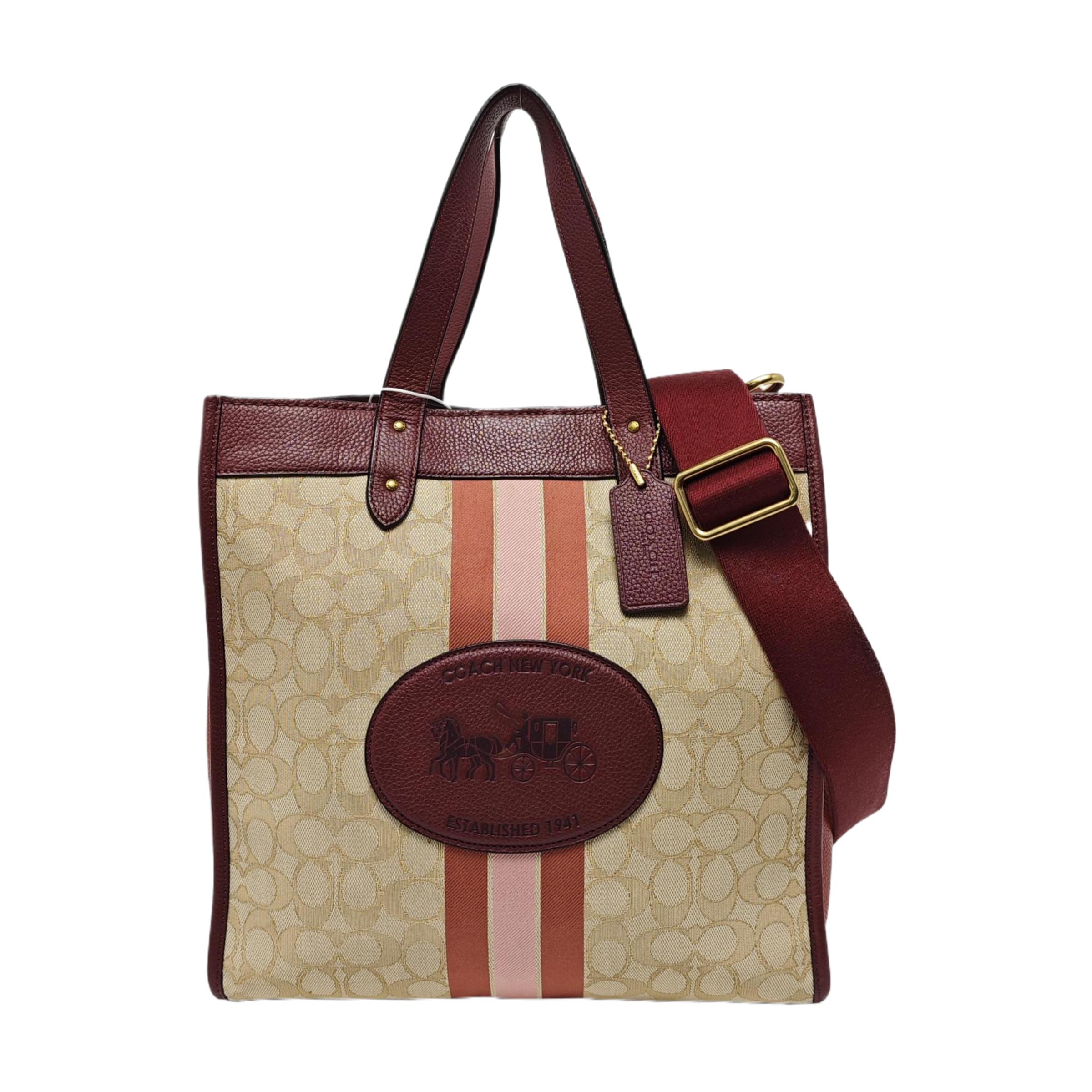 [Pre-Owned] Field 0 Vertical Jacquard Fabric With Leather Tote Bag - Very Good #11JECB9 ONE SIZE