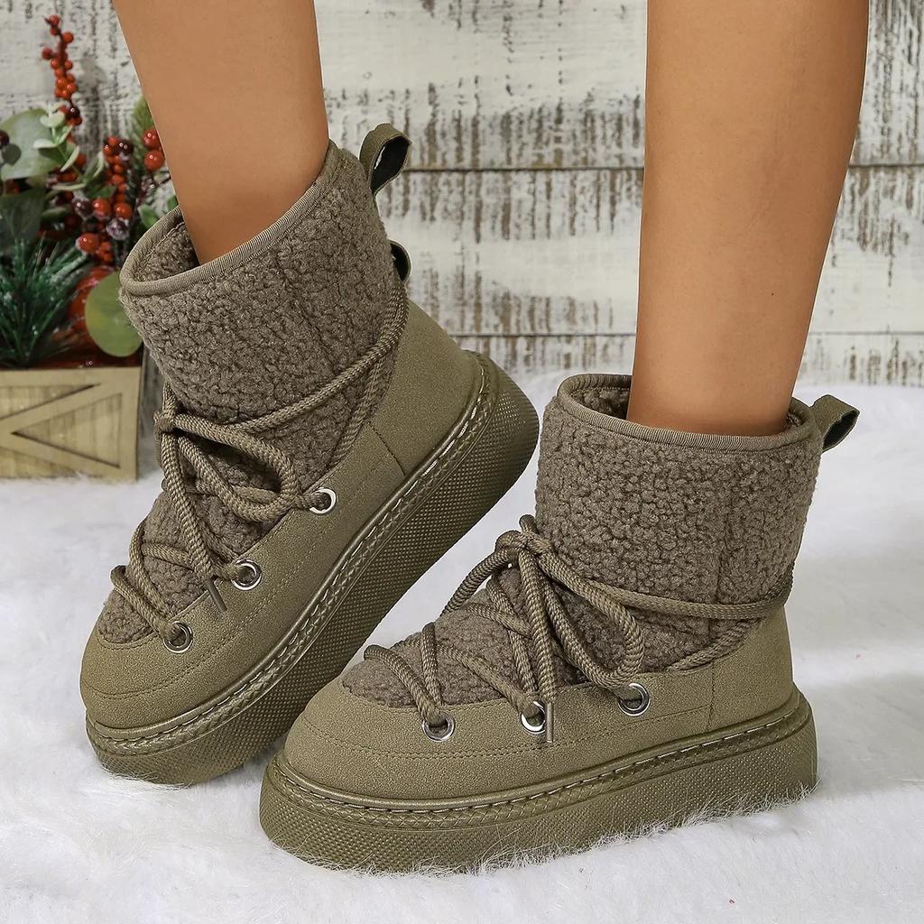 Fashion Thick-soled Strap Snow Boots 2025 Autumn and Winter New Thickened Mid-tube Warm Cotton Boots Wholesale