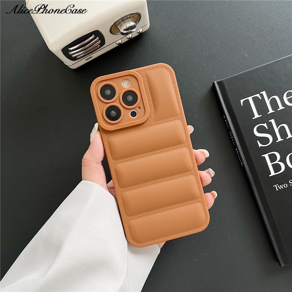 

Down Jacket TPU Phone Case for iPhone 11 12 13 14 15 16 Pro Max for iphone12 16pro 7 8 Plus X XS buffer buff cases Cover Capa For iPhone 7 коричневий