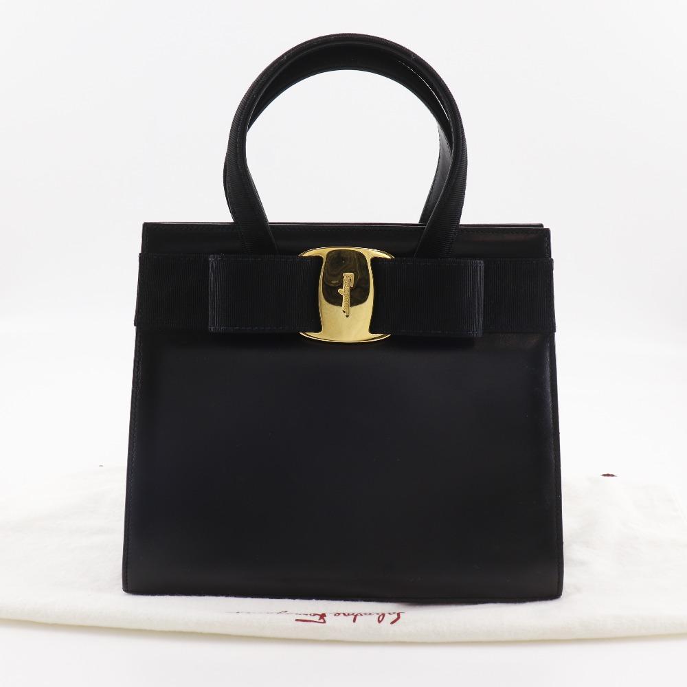 Salvatore Ferragamo Vara Ribbon Handbag BA214178 2WAYShoulder Black Calfskin Women Used