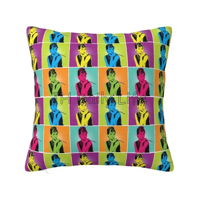 

Cute Audrey Hepburn Print Throw Pillow Case Soft Cozy Pillowcase 18x18 Inch Cushion Cover for Couch Bed Sofa Bedroom Car Decor 30cmx30cm
