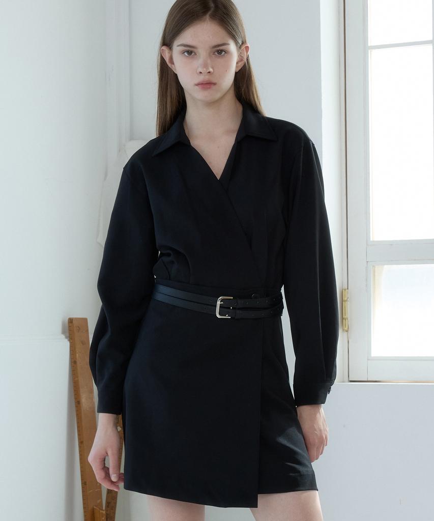 Hillioteu Button Wrap Dress_Black