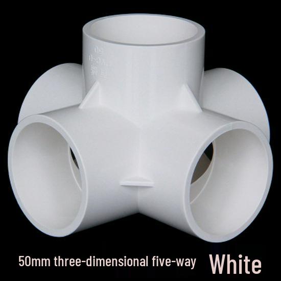 PVC Multi-Way Fittings: 3D Tee, 4-Way, 5-Way, 6-Way, 90° Elbow for Water Pipes (Sizes: 20, 25, 32, 40, 50).