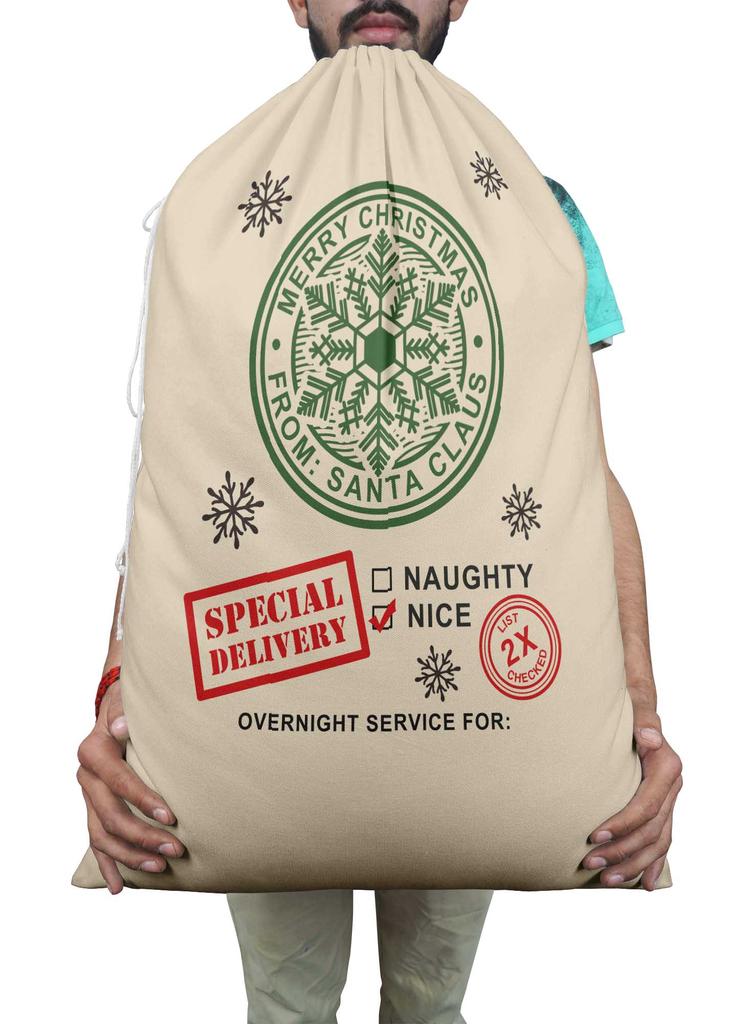 Printtoo 2 Pcs Santa Gift Sack for Kids Presents Xmas Bag Christmas Sack Personalized Bags 27x20 Inch