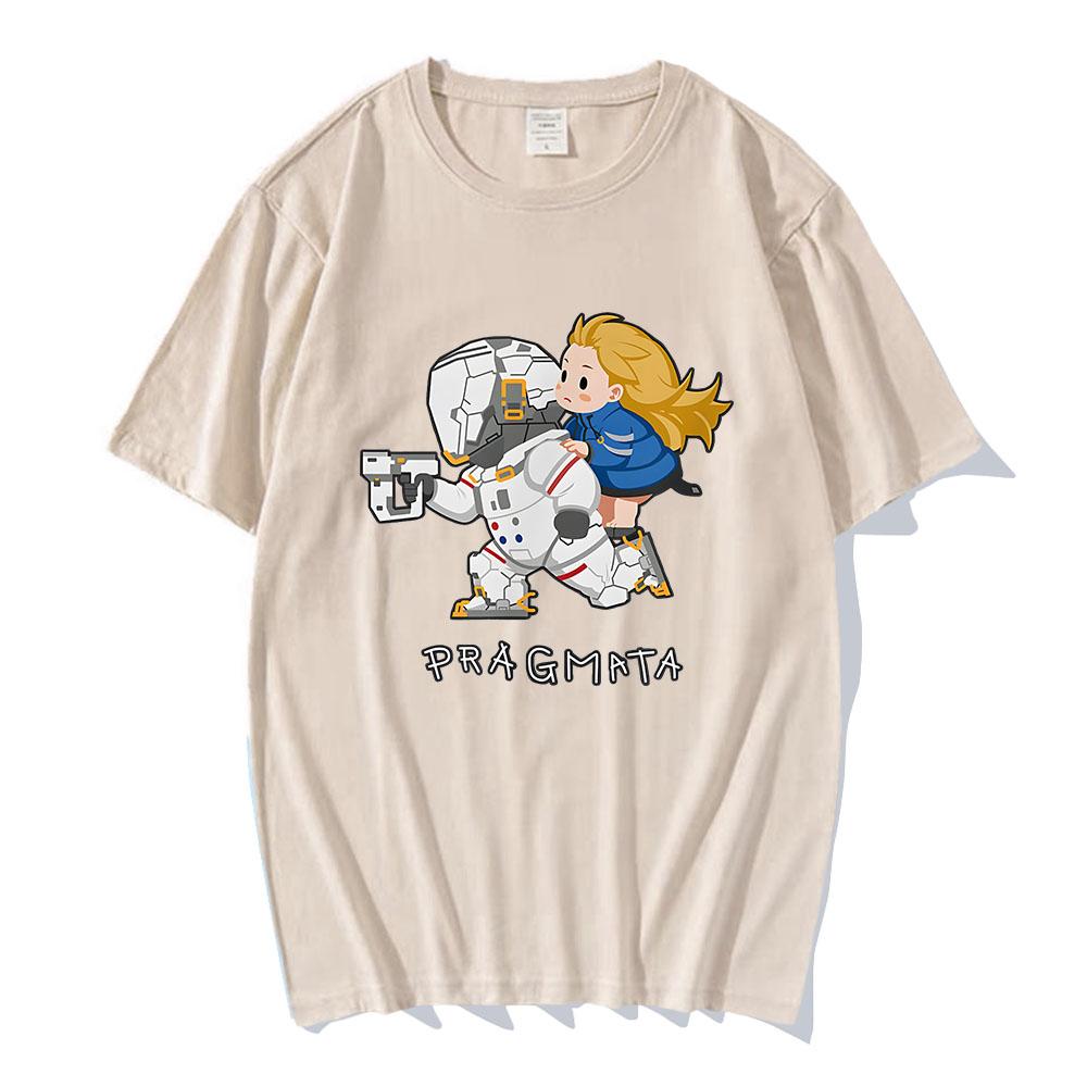 PRAGMATA Hugh & Diana Lauf! T-Shirt Kurzarm Baumwolle Sommer Herren T-Shirts Mode Spiel Grafik T-Shirts Herren Damen Oberteile