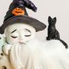 Unique Witch Ghostly Lying On Moon Statue with Base Tabletop Shelf Ornament Mystical Moon Theme Resins Sculpture Gift