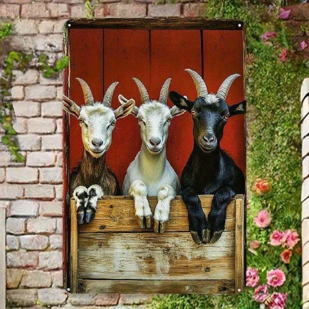 Vintage Metal Poster Goat Farm Kitchen Wall Art