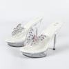 Rhinestone Sexy High Heel 13CM Thin Heel Waterproof Table Slippers Transparent Crystal Shoes Shoes Banquet High LFD-1099-Q22