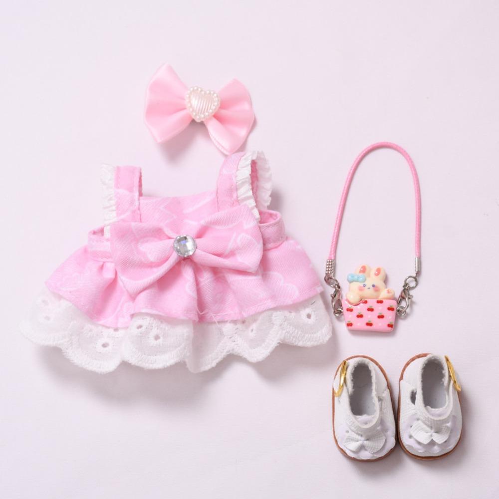 Hasentasche Labubu Puppenkleid Schleife 17cm Plüschpuppen Kleidung Baumwollpuppen Zubehör