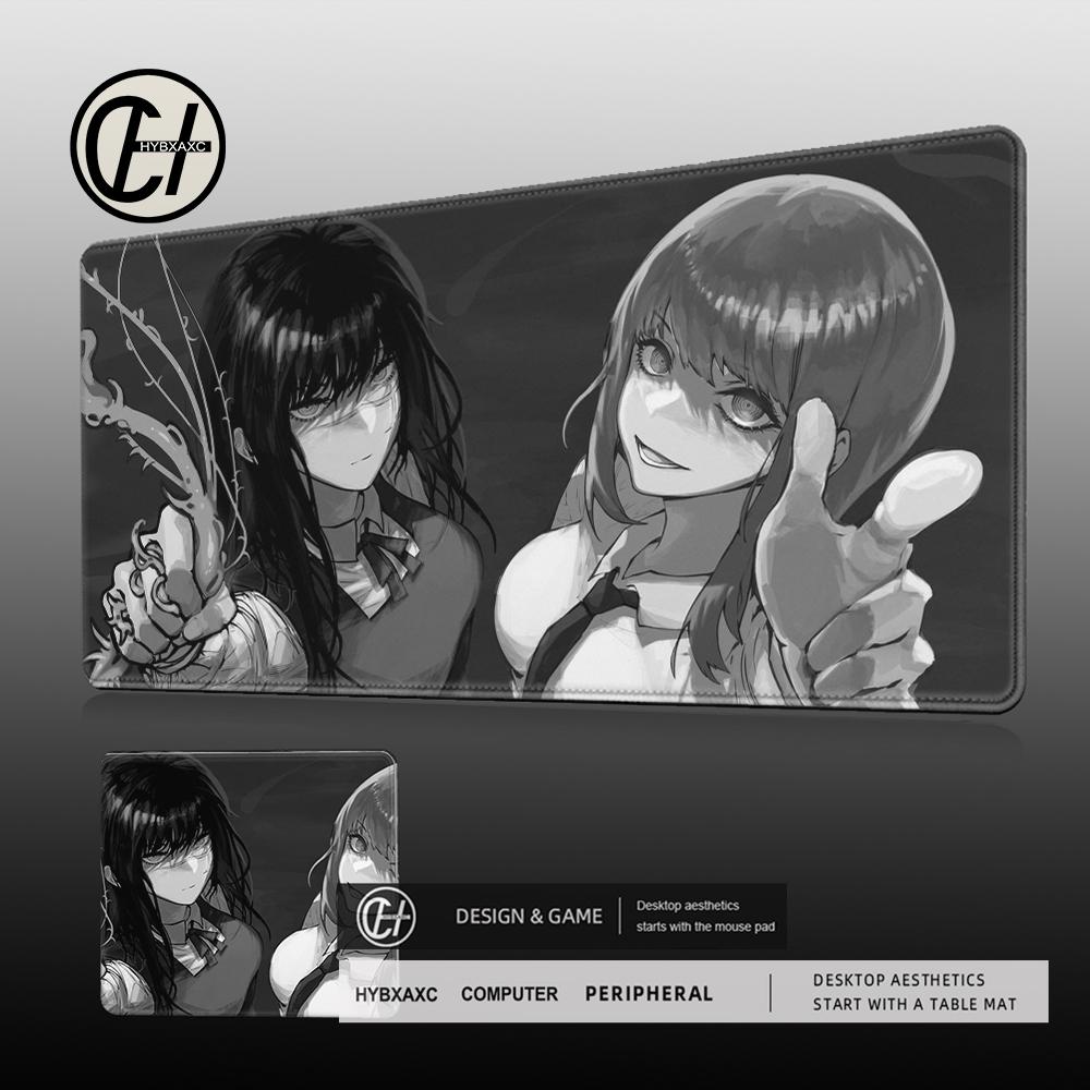 Black And White Anime Girl Mouse Pad Pc Accessories Keyboard Mouse Carpet AntiSlip Gamer Mousepad Makima Large Laptop Desk Mat