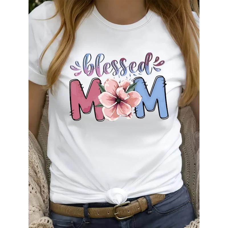 Women's Casual y Short-Sleeve T-Shirt - Breathable 100% Polyester, Relaxed Fit Round Neck, Front Letter Print, Machine Washable